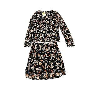 Girls Crown of Hearts Floral Mesh Skirt Set size M NWT